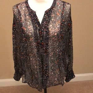 Sheer floral silk top